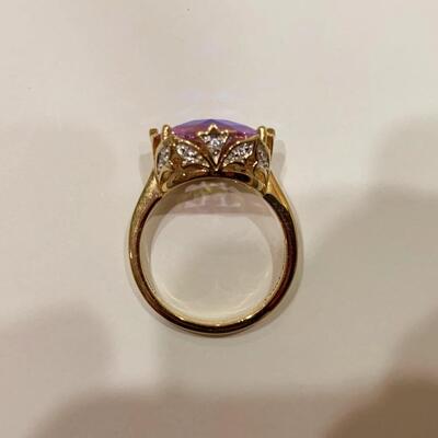 Kirk Folly Sterling Silver Pink Crystal Ring Size 7