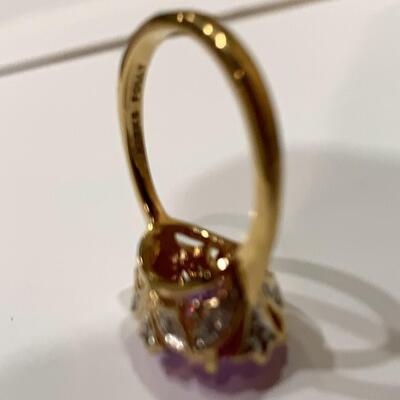 Kirk Folly Sterling Silver Pink Crystal Ring Size 7