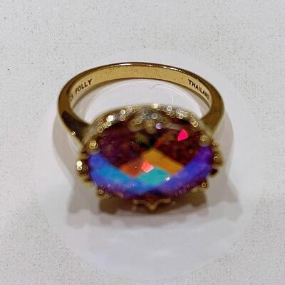 Kirk Folly Sterling Silver Pink Crystal Ring Size 7