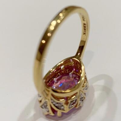 Kirk Folly Sterling Silver Pink Crystal Ring Size 7