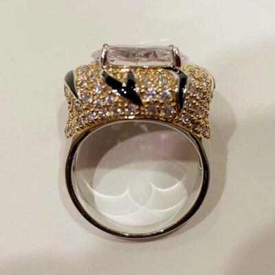 Sterling Silver and Cubic Zirconia Statement Ring Size 7