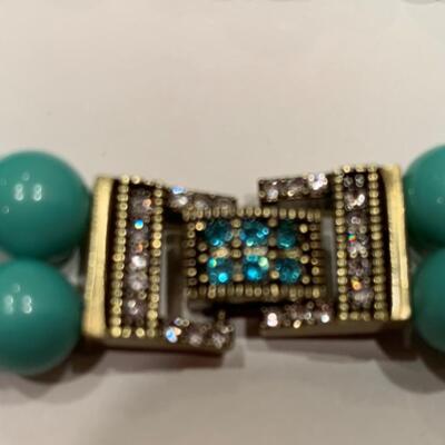 Heidi Daus "Staying in Line" Turquoise Bead and Crystal Bracelet