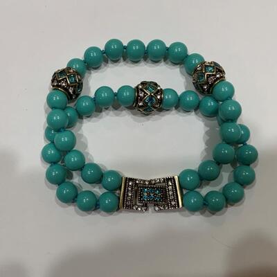 Heidi Daus "Staying in Line" Turquoise Bead and Crystal Bracelet