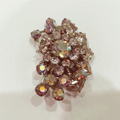 Two Pairs of Vintage Rhinestone Clip On Earrings