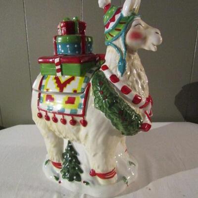Alpaca Holiday Christmas Presents Cookie Jar