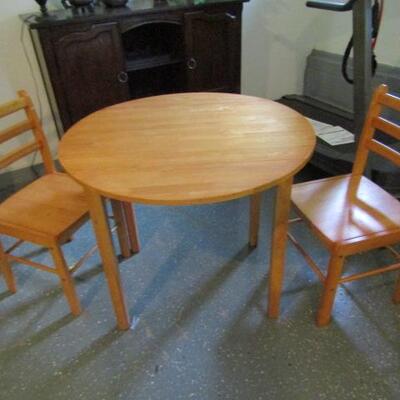 Wood Drop Leaf Table with Two Matching Chairs 35