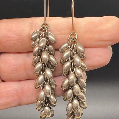 Two Pairs of Sterling Silver 18k Drop Dangle Earrings