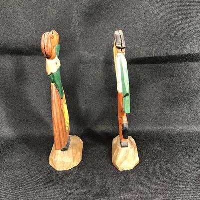 Handmade painted wood man and woman card holders