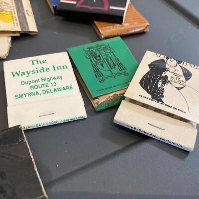 Vintage Matchbook Collection with 60+ and Metal Bowl