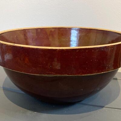 Primitive Brown Antique Mixinv Bowl 9.5â€ across