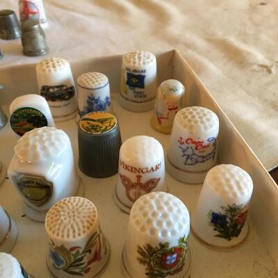 Collection of 45+ Porcelain and Metal Thimbles