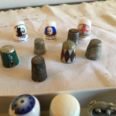 Collection of 45+ Porcelain and Metal Thimbles
