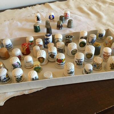 Collection of 45+ Porcelain and Metal Thimbles