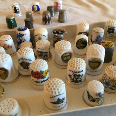 Collection of 45+ Porcelain and Metal Thimbles