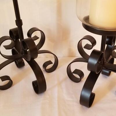 Lot #10  Pair of Decorative Candle lamps with Metal bases