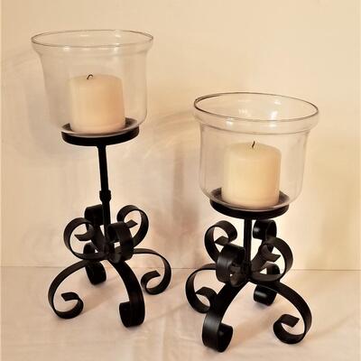 Lot #10  Pair of Decorative Candle lamps with Metal bases
