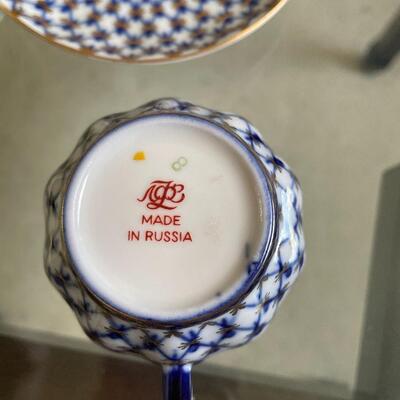 #3 Vintage Lomonosov Russian Cobalt & Gold Tea Set