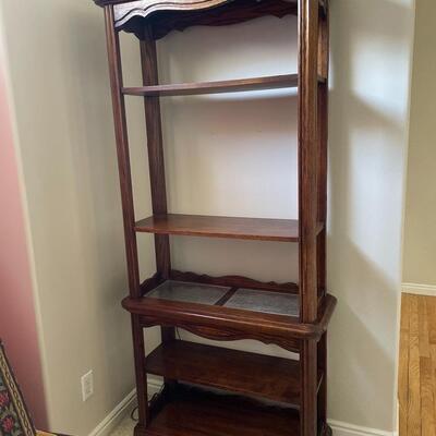 #6 Two Matching Vintage Tall Wooden Decorative 5 Shelf Bookcases