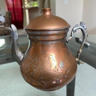 #14 Vintage Engraved Copper Tea Pot