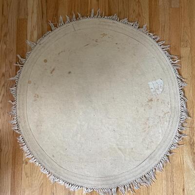 #15 Nice Round Woven Wool Floral Rug w/Fringe