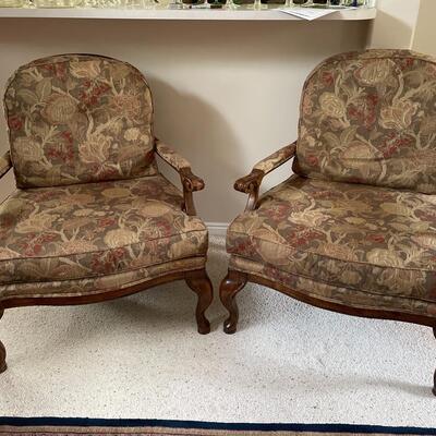 #25 Pair of Floral Upholstered Matching Lounge Chairs by BEST CHAIRS