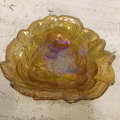 Amber carnival Glass Dish