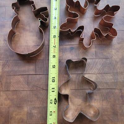 Lot 13: Copper Snowman & Snowflake Cookie Cutters and Bear Cookie Cutter 