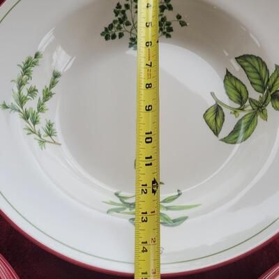 Lot 32: Crate & Barrel Large Serving Bowl and (8) Large Dinner Bowls