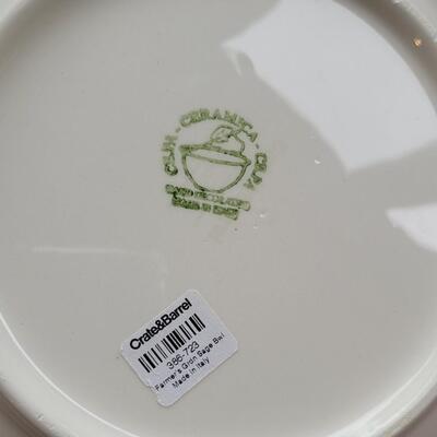 Lot 32: Crate & Barrel Large Serving Bowl and (8) Large Dinner Bowls