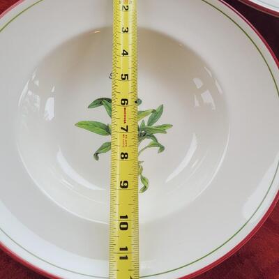 Lot 32: Crate & Barrel Large Serving Bowl and (8) Large Dinner Bowls