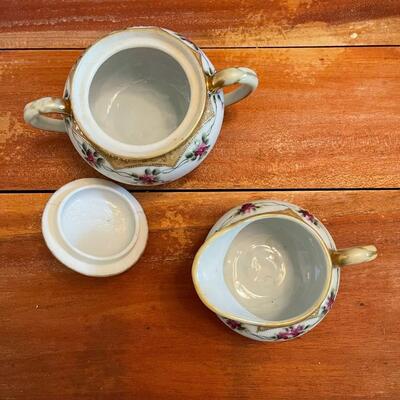 LOT 39 - Sugar Bowl and Creamer, Vintage Nippon Hand Painted Porcelain