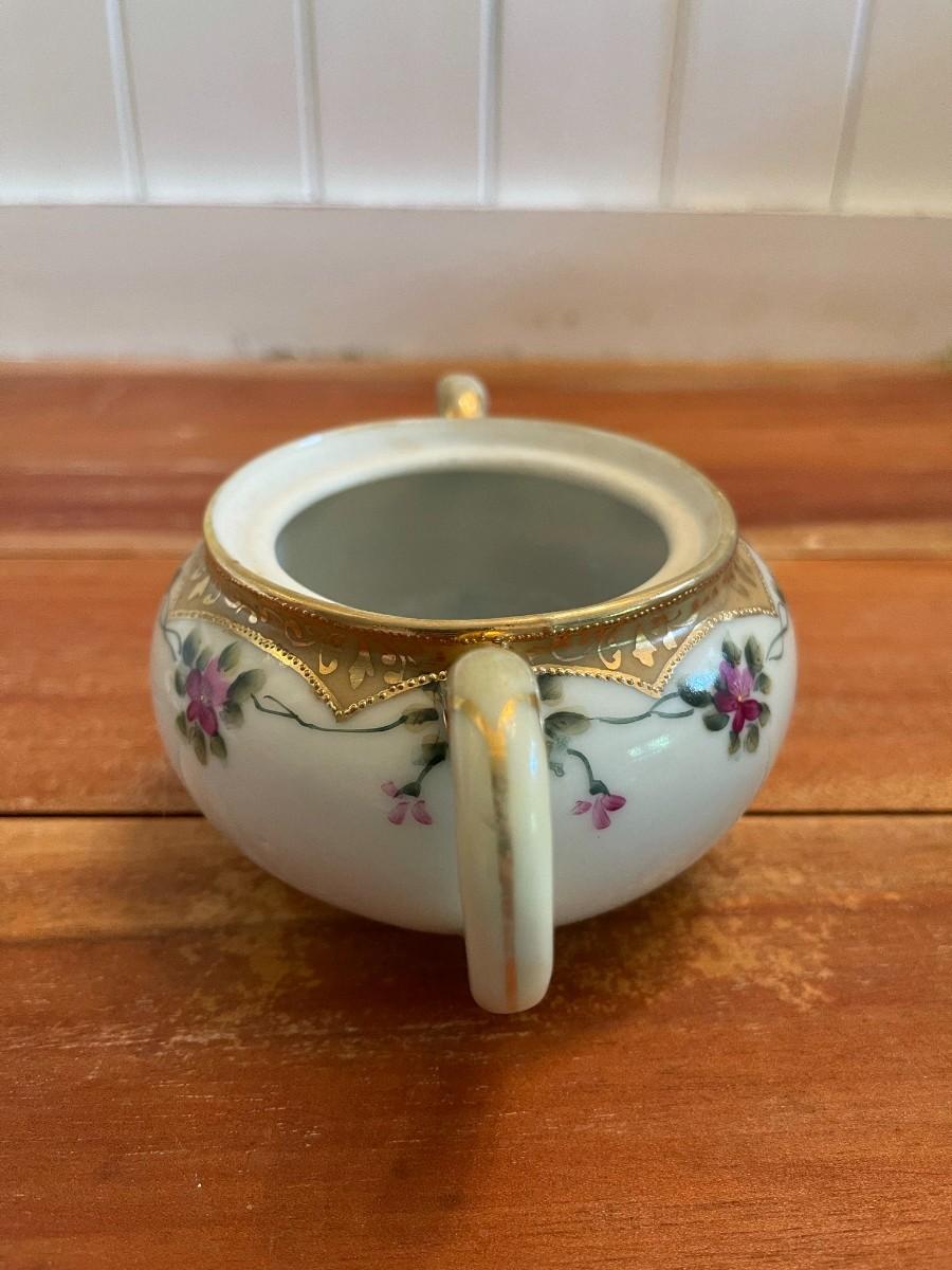 LOT 39 - Sugar Bowl and Creamer, Vintage Nippon Hand Painted Porcelain |  EstateSales.org