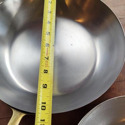 Lot 35: Paul Revere Copper Skillet Set (3) with Brass Handles