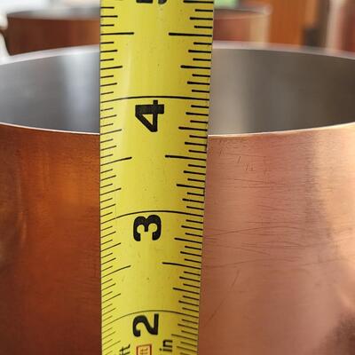 Lot 36: Paul Revere Copper Pots with Lids and Brass Handles