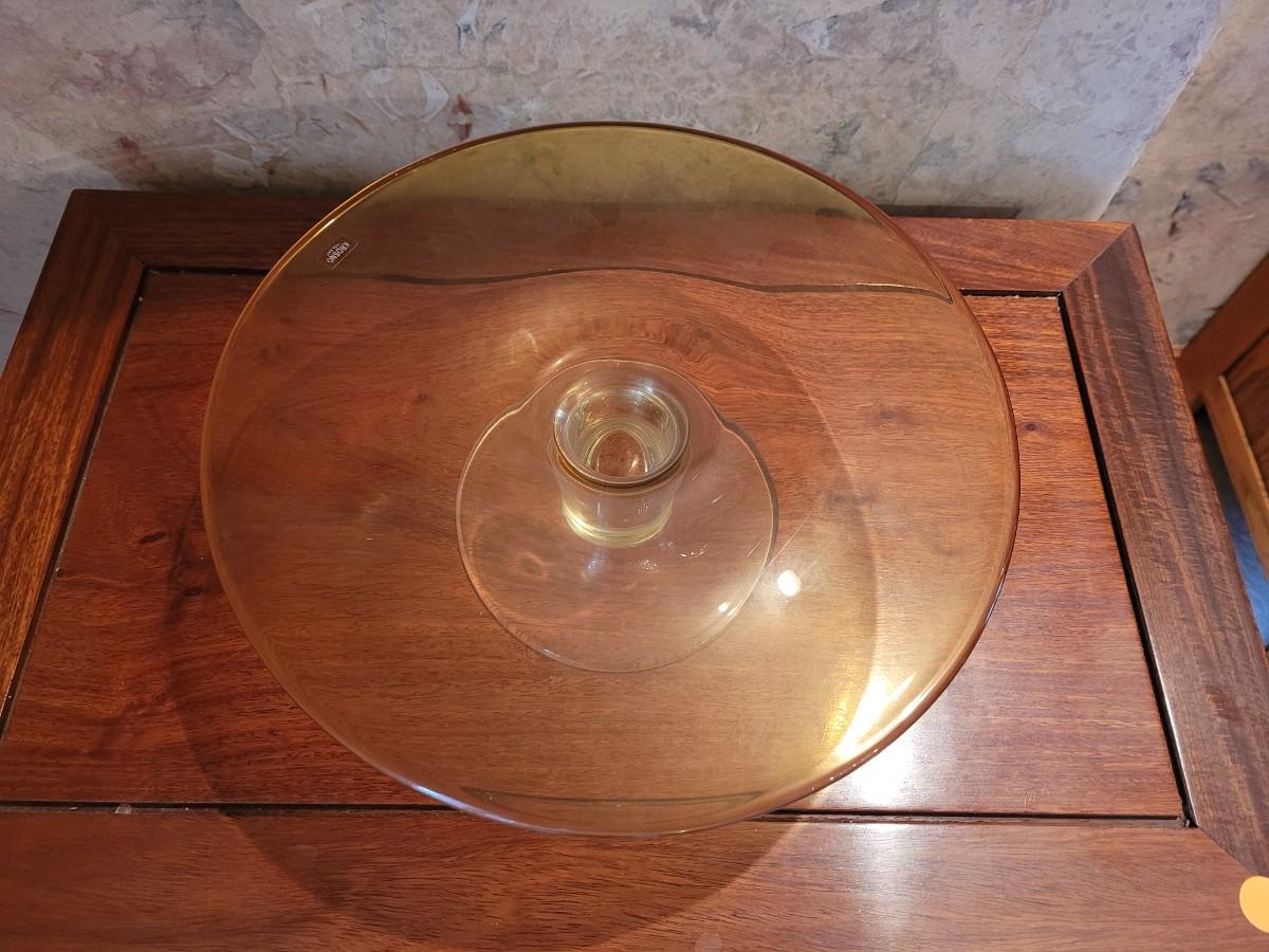 Lot 37 Krosno Yellow Glass Top Cake Stand made in Poland