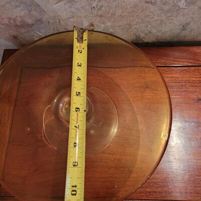 Lot 37: Krosno Yellow Glass Top Cake Stand made in Poland