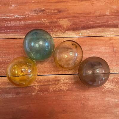 LOT 52 - Four Floating Glass Orbs, Multiple Colors