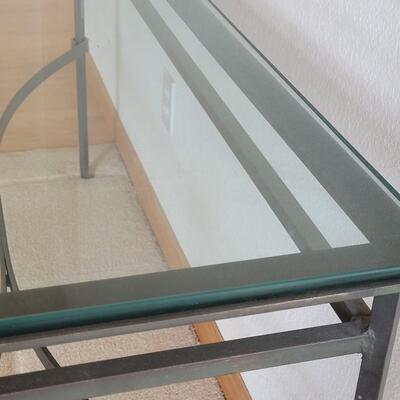 Lot 93: Glass Top with Metal Base Console Table