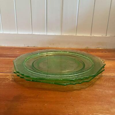 LOT 55 -Hazel Atlas Florentine, Green Depression Glass Dinner Plates - Set of 2