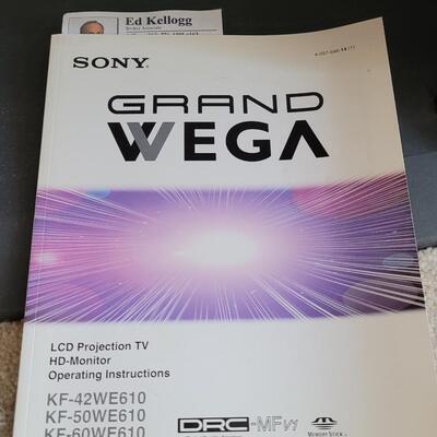 Lot 98: Sony Grand Wega TV with Manual 