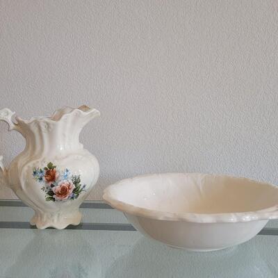 Lot 103: Transfer Ware Pitcher and Bowl