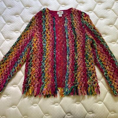 #72 SANDY STARKMAN Womens Braided Cotton Colorful Jacket Sz L 
