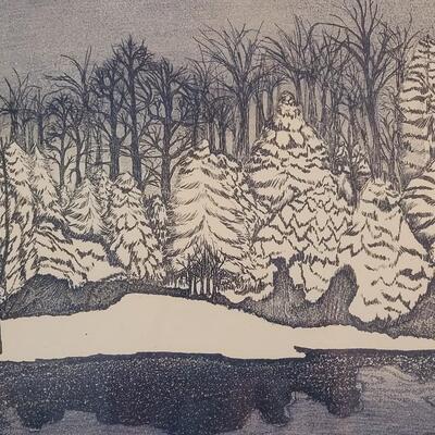 Lot 114: Roslyn Rose "Isle of Trees" Original Etching 