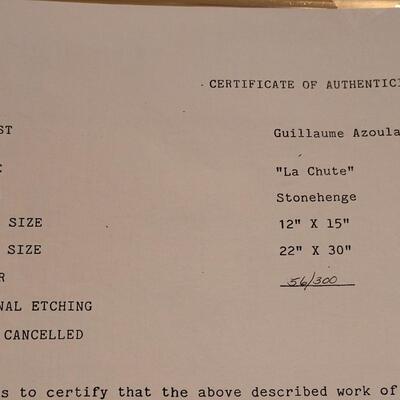 Lot 140: Guillaume Azoulay "La Chute"  Pencil Signed, Numbered and Titled with Certificate of Authenticity 