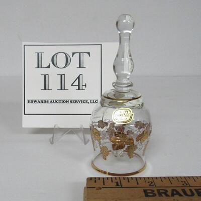 Vintage Bohemian Bell Clear With Gold Grapes Trim