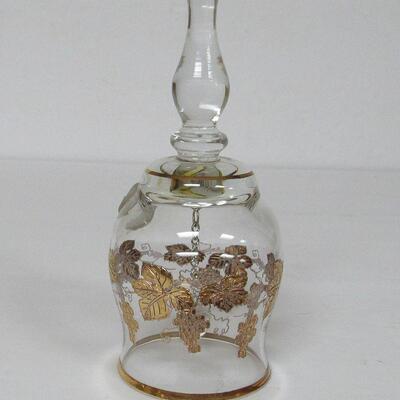 Vintage Bohemian Bell Clear With Gold Grapes Trim