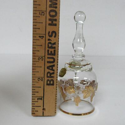 Vintage Bohemian Bell Clear With Gold Grapes Trim