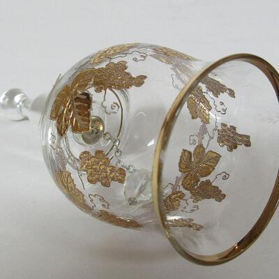 Vintage Bohemian Bell Clear With Gold Grapes Trim