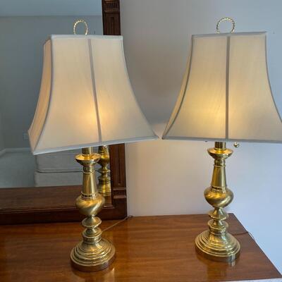 #80 Pair of Vintage Heavy Brass Table Lamps