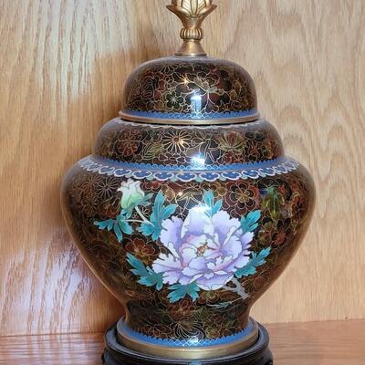 Lot 197: Cloisonne Jar with Lid and Stand
